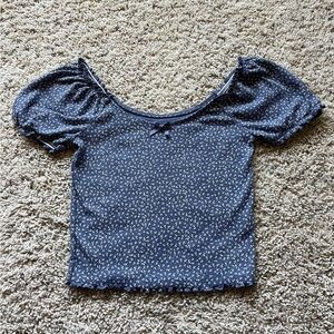 Blue Floral Women's Off The Shoulder Crop Top